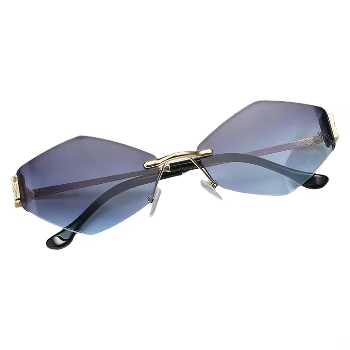 Nuevas gafas de sol de moda con montura metálica sin marco y diamantes para mujer - 1