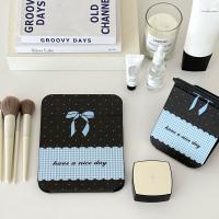 Espejo de escritorio de cuero Pu, espejo cosmético compacto, espejo de tocador con lazo rosa, espejo de maquillaje de bolsillo plegable delicado, decoración del hogar - details 15