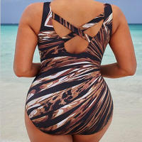 Mujer una pieza traje de baño tamaño grande más grasa gradiente arco iris bar bikini traje de baño - details 0