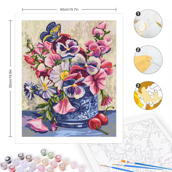 RUOPOTY-pintura por números para principiantes, cuadro de flores, manualidades para decoración del hogar, 40x50cm - 1