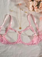 Conjunto de lencería erótica de encaje floral, sujetador de busto abierto y tanga de entrepierna abierta, ropa sexy para mujer - details 6