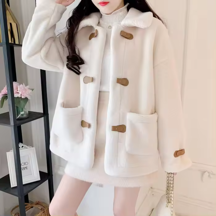 Nueva chaqueta sherpa de otoño e invierno para mujer, chaqueta corta holgada y versátil - 1