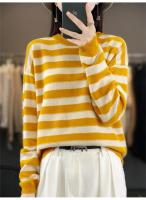 Jersey de Primavera para Mujer Suéter a Rayas de Dos Colores Suéter de Manga Larga con Cuello Redondo Nuevo Jersey de Algodón 100% - details 14