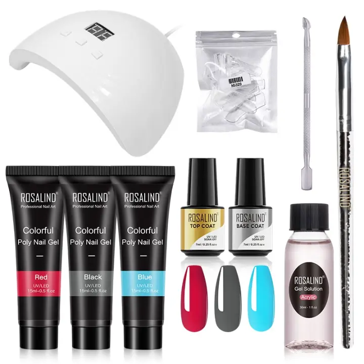 ROSALIND-Juego de esmaltes semipermanentes para uñas, Gel de extensión Quik, lámpara de 36W, 15ML - 1