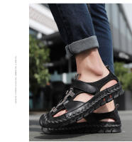 Sandalias planas informales de cuero genuino para hombre, calzado de playa romano, zapatillas de deporte masculinas, zapatos de cuña baja, talla grande 38-48, novedad de verano - details 11