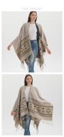 Chal grande de punto dividido para otoño e invierno de 2023, capa cálida con borlas de estilo étnico bohemio, oferta especial - details 4