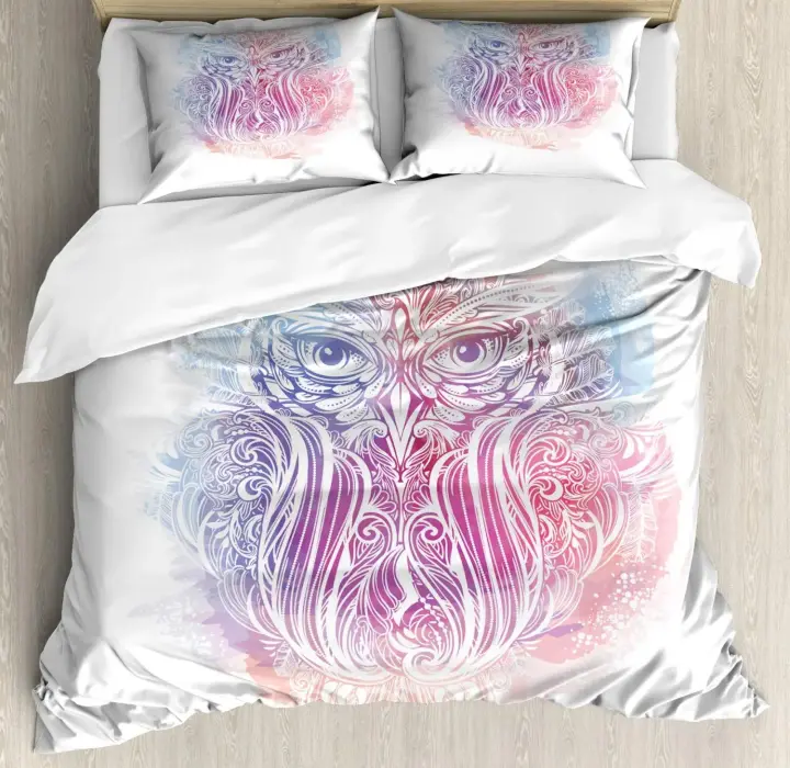 Cubierta de Edredón de Búho Impresa Juego de Ropa de Cama de Pájaros para Hombres, Mujeres, Niños - 1