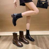 Zapatos de otoño con cremallera y tacón alto para mujer, calzado occidental de cuero genuino, color marrón, hecho a mano, de mezclilla, para niña - details 4