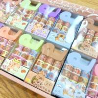Juego de cintas Washi de la serie Capybara, pegatinas de papel de papelería japonesa, álbum de recortes, Adhesivo de dibujos animados, regalo de cumpleaños, 9 unids/set - details 3