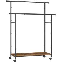 Perchero de Doble Barra con Ruedas 38.8 Pulgadas, Carga hasta 220 Libras, Para Dormitorio, Armario, Marrón Rústico y Negro Tinta - details 0