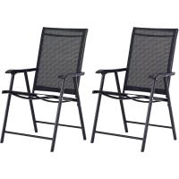 Conjunto de 2 Sillas Plegables para Exterior con Reposabrazos Sillas para Balcón Jardín Terraza Metal Texteline Carga 110kg 58x64x94 cm Gris - details 9