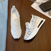 Cuña de malla con lentejuelas para mujer, zapatillas de deporte transpirables con plataforma de oro blanco, zapatos casuales que aumentan la altura - details 18