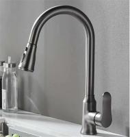 Grifo de fregadero de cascada negro gris extraíble grifo de cocina mezclador de agua giratorio de un solo orificio - details 8