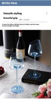Juego de vasos rosas franceses, copa de cristal con boca incisa, fondo cóncavo, copa de vino y champán, color azul - details 16