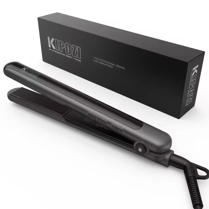 Hierro Liso de Cerámica KIPOZI Calentamiento Rápido, Ajustable Temperatura, Cerradura de Seguridad, 2 En 1 Enchufe de Estándar Europeo Certificado CE - 1
