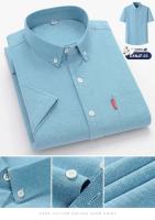Camisa básica 100% algodón puro, manga corta, casual, business, Oxford, amarillo, blanco, regular USTE, ropa social hombre - details 10