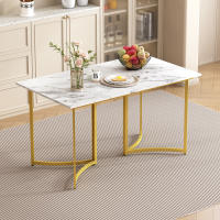 Mesa de comedor moderna blanca con aspecto de mármol y patas de mesa curvas, patas ajustables para comedor y cocina - details 5