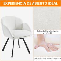 Silla Giratoria de Oficina 360° Diseño de Flor para Escritorio Silla de Maquillaje Chenilla para Sala de Estar, Dormitorio y Estudio Color Blanco - details 7
