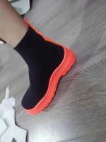 Zapatos De calcetines De suela gruesa para Mujer, Botas cortas informales De punto rojo De Red, talla grande, otoño e invierno, 2023 - details 14