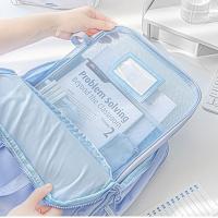 Bolsa de archivo de malla de nailon A4, bolsa transparente de Color sólido con cremallera, multifuncional, gran capacidad - details 6