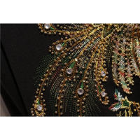 Traje de mujer con bordado de flores y fénix, suéter de punto con lentejuelas y cuentas, conjunto de pantalón lápiz de talla gra - details 5