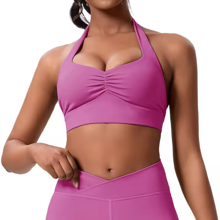 Lemon-conjunto deportivo de Yoga para mujer, mallas cortas de cintura alta y cuello redondo, sujetador cruzado, 2 piezas - 1