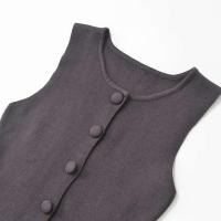 TRAF-Chaleco de punto tipo suéter con botones suaves para mujer, cuello redondo, sin mangas, chaleco de mujer, tops elegantes, moda - details 6