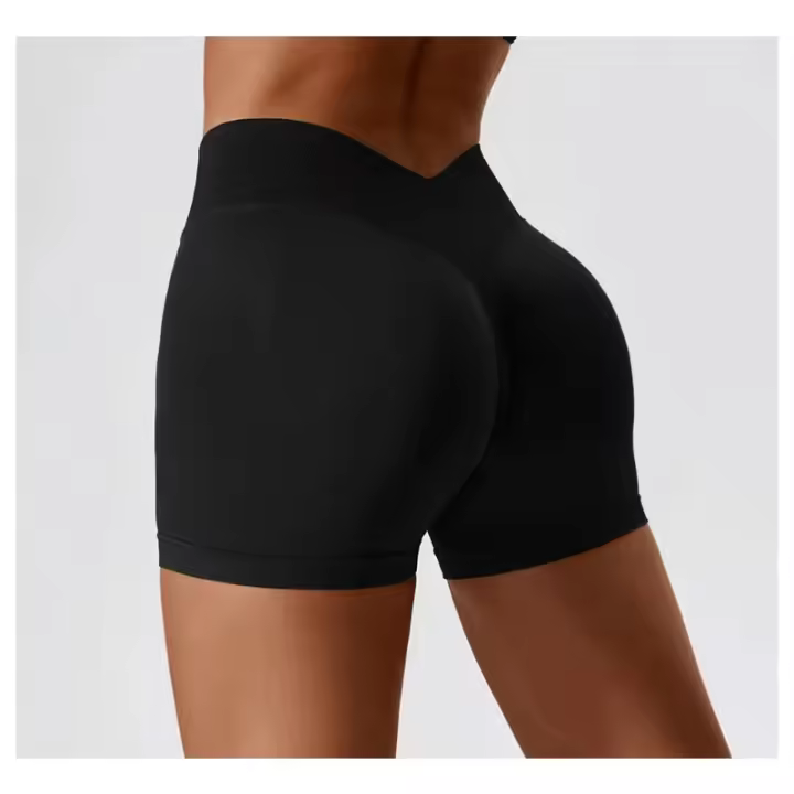 Pantalones cortos de yoga sin costuras para mujer, shorts con espalda en V, realce de glúteos, ropa de gimnasio, fitness - 1