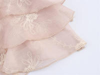 Manga Corta con Cuello en V Bordado Decorativo Capas para Mujer de Moda de Verano Semitransparente - details 8