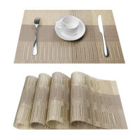 4 piezas de almohadillas tejidas a rayas, posavasos para paleta, tapete de mesa Napperon - details 6