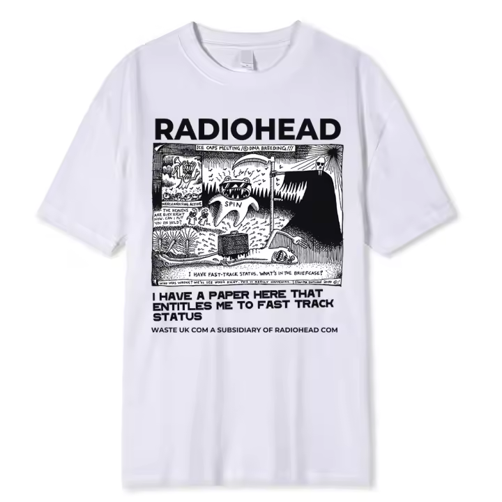 Radiohead - Camiseta Retro Clásica para Hombre, Estilo Hip Hop, Gira de Rock de América del Norte, 100% Algodón, Talla Grande - 1