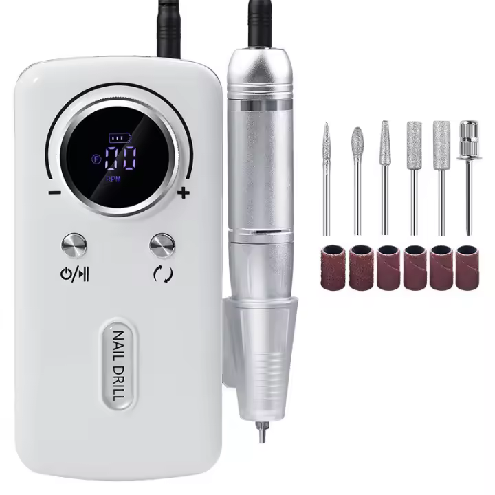 Taladro de uñas inalámbrico profesional, kit de lima de uñas eléctrica recargable de 45000 RPM, portátil y de bajo ruido para uñas acrílicas, de gel, manicura y pedicura - Uso en salón y en el hogar - 1