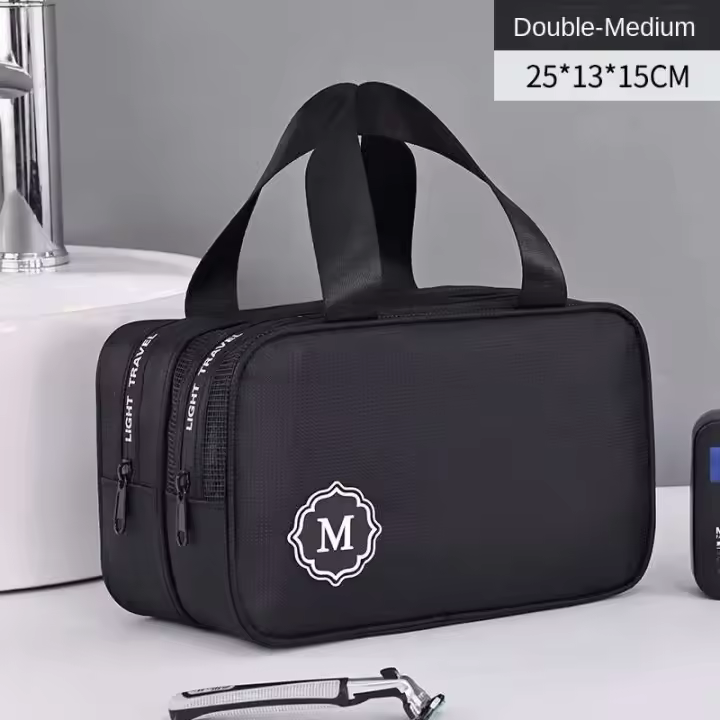 Nuevo Neceser grande de doble capa con separación en seco y húmedo para maquillaje, organizador de cosméticos portátil esencial para viaje - 1