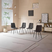 EGOONM Juego de 4 sillas de comedor, diseño de respaldo, asiento con estructura de metal, adecuado para dormitorio, comedor, cocina, sillas grises - details 4