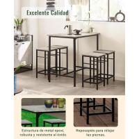 Juego de Mesa Comedor Conjunto de Mesa Alta de Bar con 4 Taburetes y 1 Mesa Gris - details 2