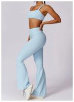 Conjunto de Yoga y Fitness para Mujeres Traje Deportivo de 2 Piezas Pantalones de Yoga de Cintura Alta y Sujetador Deportivo Racerback Material Exterior de Nylon Adecuado para Primavera/Verano - details 8