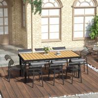 Mesa de Comedor Exterior de Aluminio Tamaño para 8 Personas con Encimera de Listones para Balcón Terraca 190x90x74 cm Negro - details 10