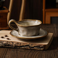 Juego de taza de café y platillo de cerámica con estampado de leopardo japonés retro ins té de la tarde creativo taza de café con leche creativa - details 5