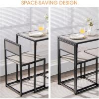 3 Piezas, 1 Mesa de Comedor con 2 Sillas, Conjunto de Comedor Pequeño para 2 Personas, Diseño Ahorro Espacio, Juego de Bistró para Bar, Balcón (Natural) - details 12