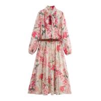 Vestido de pastel irregular con estampado rosa dulce de moda de temperamento de mujer europea y americana - details 1