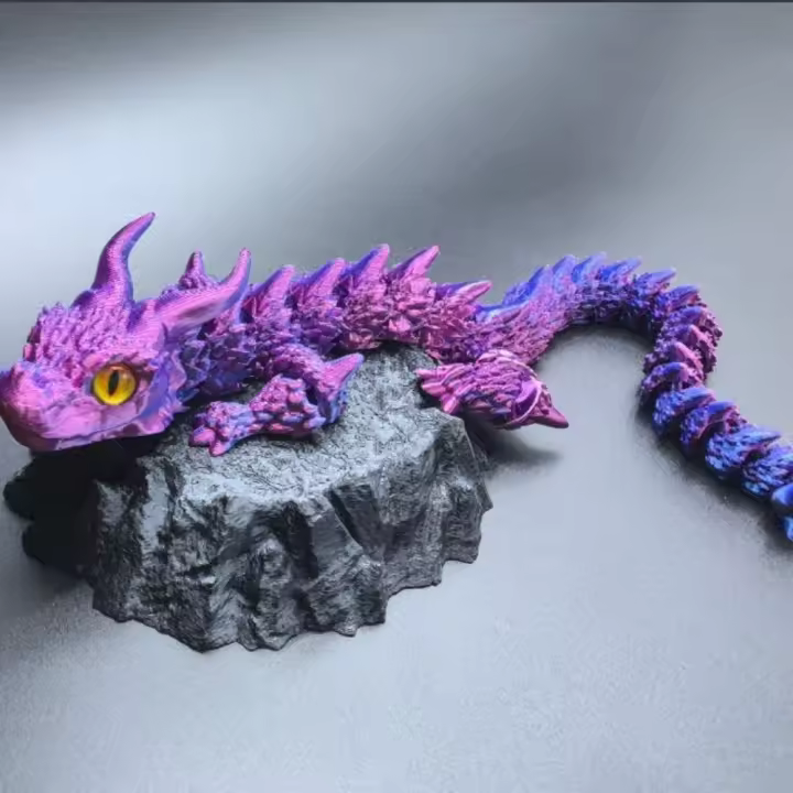 Ojo simulado Dragón impreso en 3D Dragón chino Moldeo todo en uno Dragón Diceratops impreso en 3D Giratorio Flexible - 1