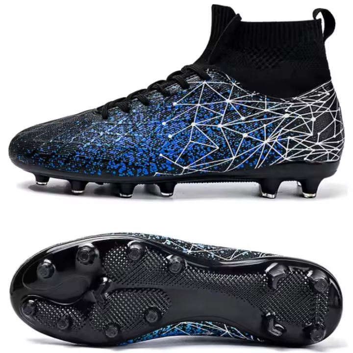 Botas de fútbol profesionales para hombres, zapatos de fútbol para niños, tacos altos para el tobillo, zapatos de entrenamiento de césped. - 1