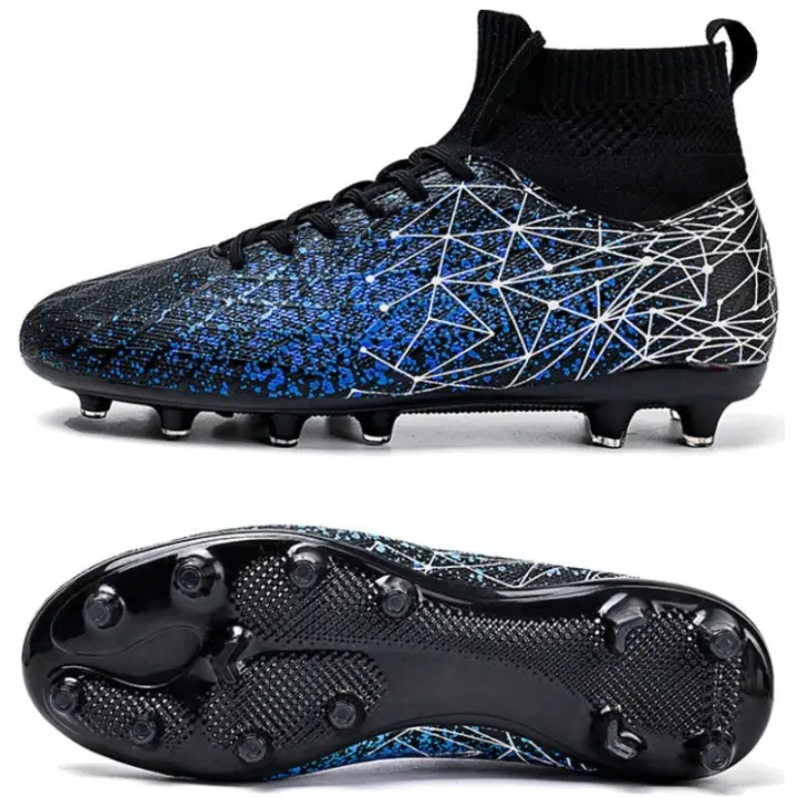 Botas de fútbol profesionales para hombres, zapatos de fútbol para niños, tacos altos para el tobillo, zapatos de entrenamiento de césped. - 1