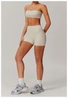Pantalones cortos de Yoga de cintura alta afilados para mujer, pantalones cortos deportivos ajustados de secado rápido con realce de melocotón para correr y Fitness - details 3