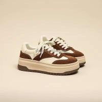 Nuevas zapatillas de deporte blancas puras con aumento de altura para mujer, zapatos de Skate de cuero de vaca Real de alta calidad con clase, informales para niñas, marca - details 2