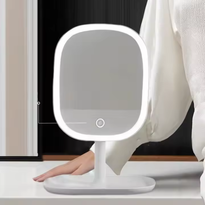 Espejo cosmético LED giratorio con luz regulable, interruptor de Sensor táctil de belleza, espejo de tocador LED plegable ajustable - 1