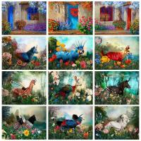 RUOPOTY-pintura acrílica moderna por números, lienzo de flores, regalo personalizado - details 0