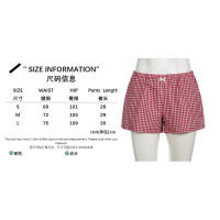 Pantalones cortos básicos cómodos e informales sueltos con botones de cintura elástica tejidos a rayas de verano para mujer - details 1