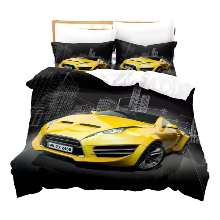 Juego de Ropa de Cama de Carreras de Fórmula 3D Cubierta de Duvet para Niños, Funda de Almohada - 1