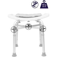 Taburete de Baño Ducha (150 kg) Reforzado con Doble Barra, Cojín, Silla Ajustable, Banqueta Antideslizante, Sin Herramientas - details 1